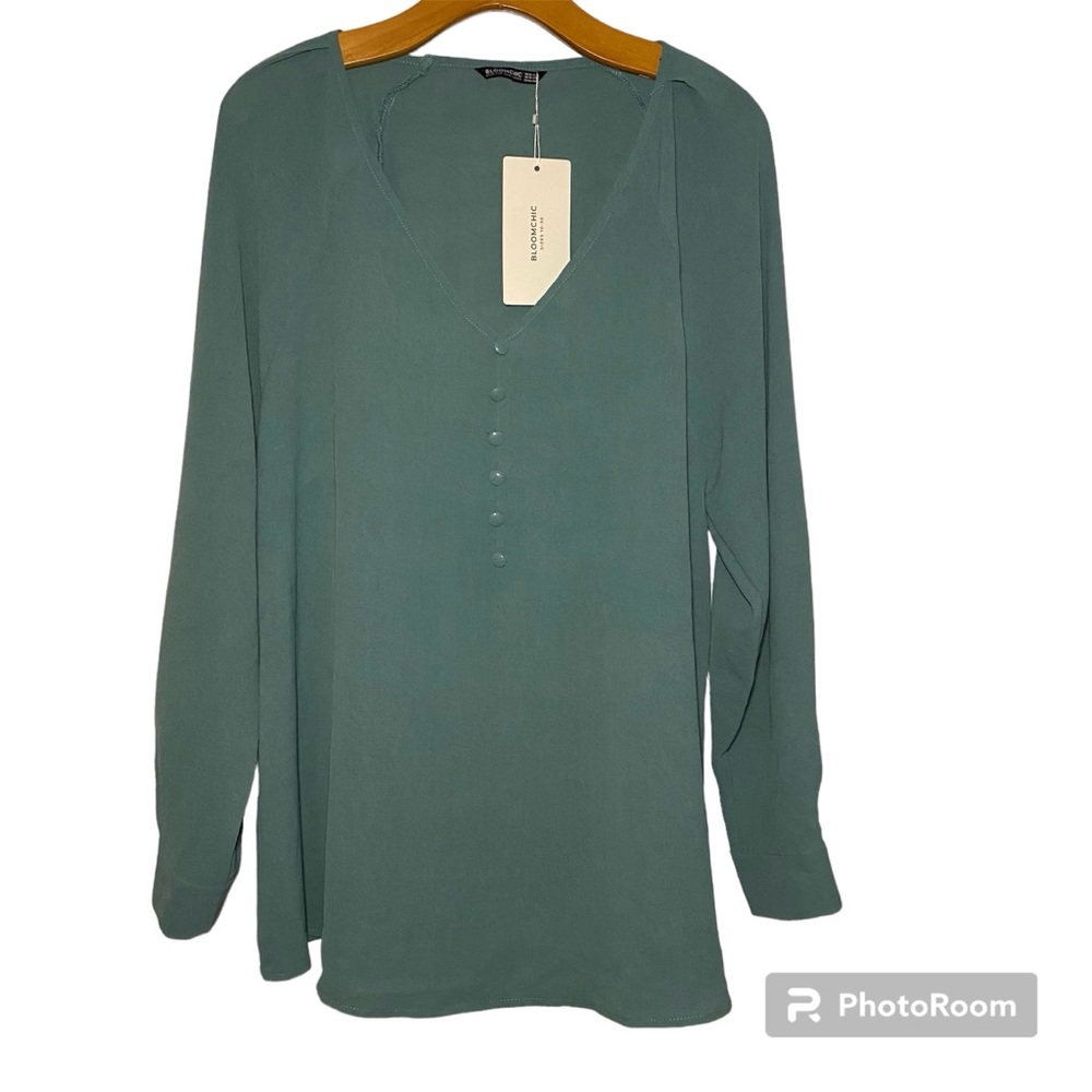 Bloomchic Blouse in Teal Blue / Green / 14 / 16 / Plus / XL